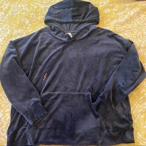Navy Velvet Hoodie With Rose Gold Accents